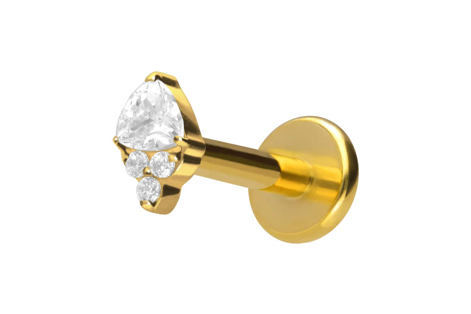 Titan Labret Piercing mit Push Fit EINGEFASSTE KRISTALLE